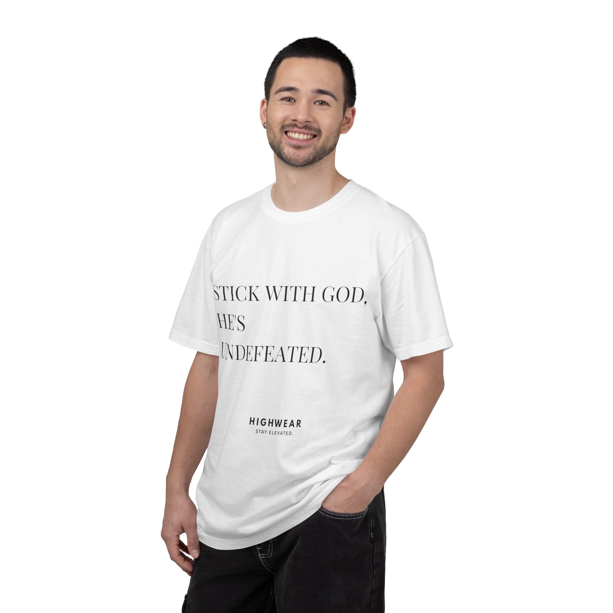 Stick With God, He’s Undefeated Minimalist – Comfort Colors 1717 T-Shirt Faith