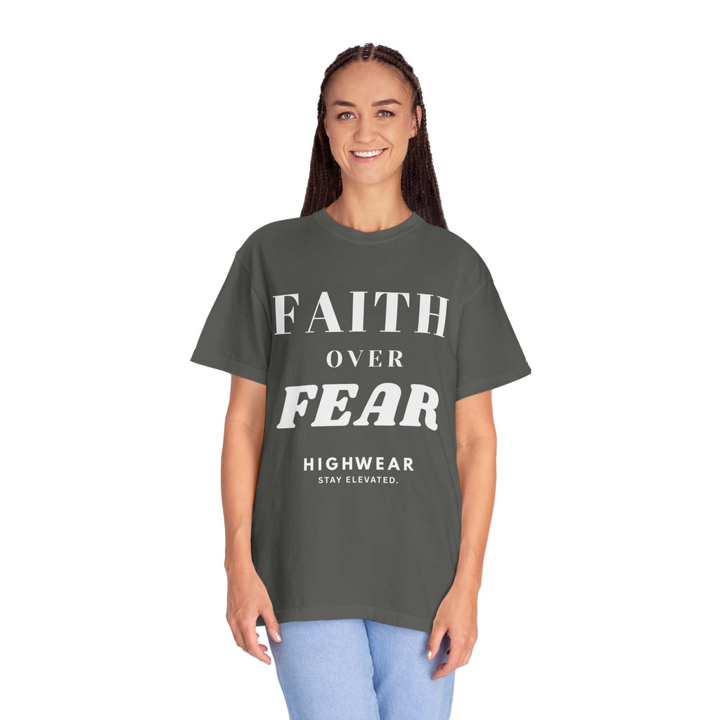 Faith Over Fear Shirt – Minimal Christian Streetwear Tee | Comfort Colors 1717 | HighWear — Inspirational Christian Tee